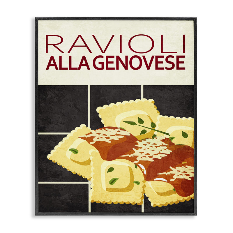 Estampe numérique Ravioli, conçue par Kim Allen, H 14 po x l 11 po, Giclée encadrée noir minuit
