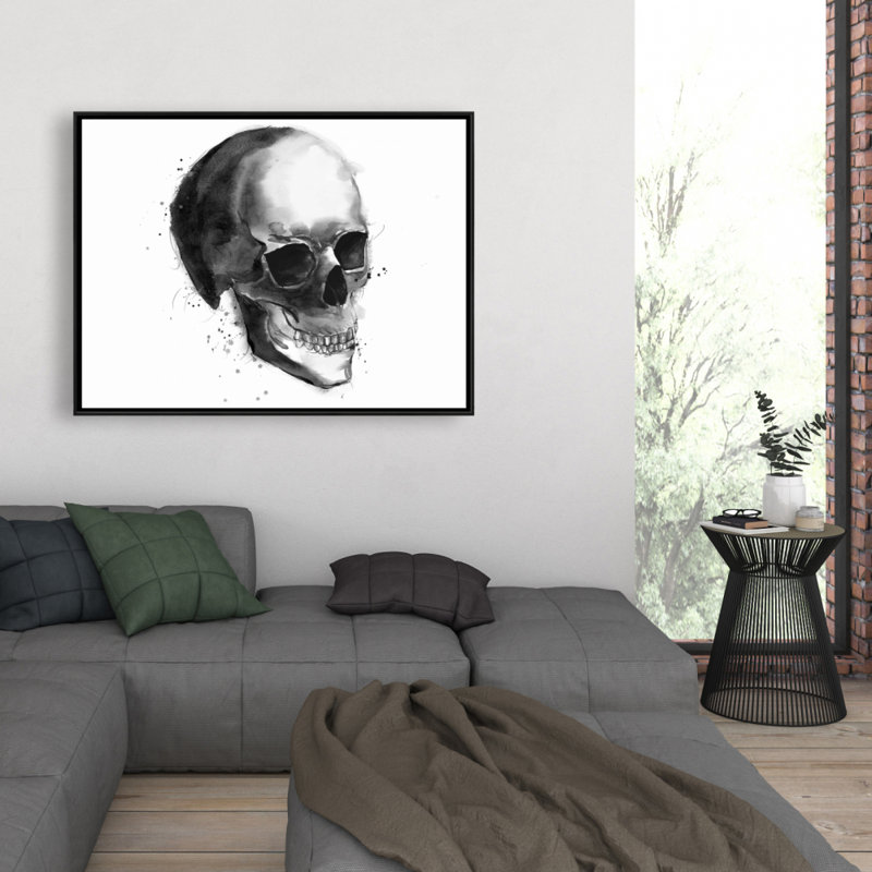 Black And White Skull Print On Canvas