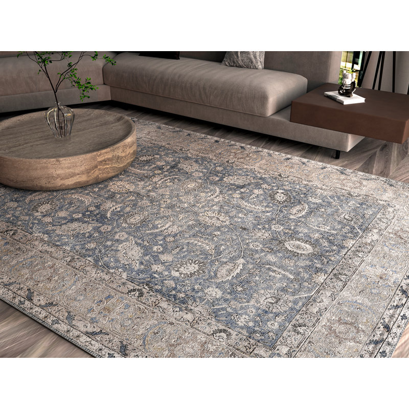 Alvyda Machine Washable Area Rug in Slate Blue, Rectangle 7'6" x 9'6"