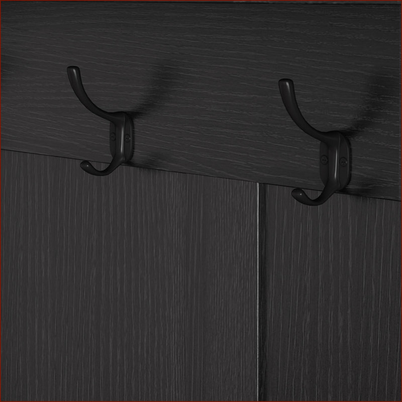 Arbre d'entrée avec portemanteau, banc en lin amovible, rangement et amp; Panneau perforé bricolage | Noir | Panneau de fibres à densité moyenne + fer
