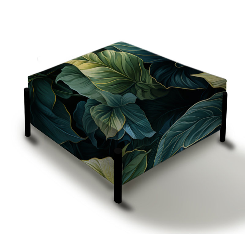 Grand repose-pieds carré abstrait éthéré camouflage tropical