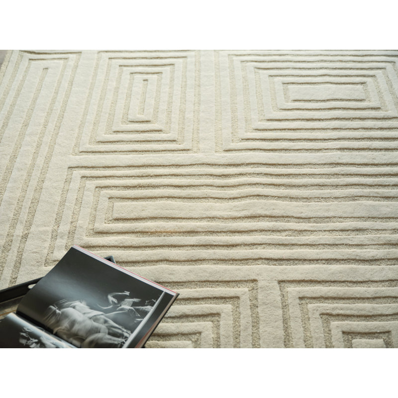 Teton Handmade New Zealand Wool Cream/Ivory Area Rug, Rectangle 9' x 12'