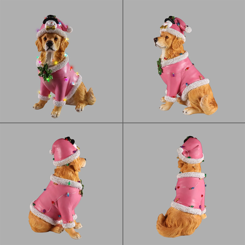Holiday Christmas Dog Statue