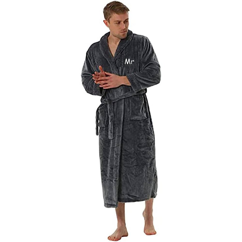 Peignoir mi-mollet avec poches Chanute, Oui, Gris-m., L