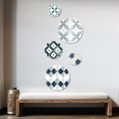 Ericksen - Geometric Modern Round Wall Art Set Of 5