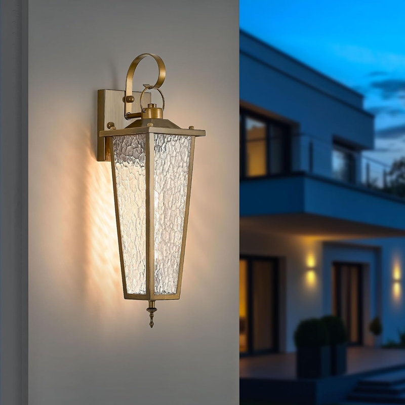 Luminaires muraux d'extérieur avec verre texturé transparent, lanternes extérieures rétro imperméables pour porche, entrée de patio de porte d'entrée