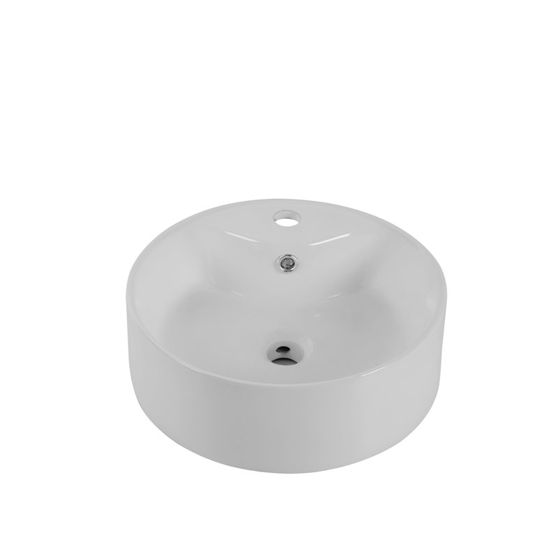 Lavabo de salle de bain rond en céramique blanc - Décoration polyvalente pour lavabo de comptoir Modern