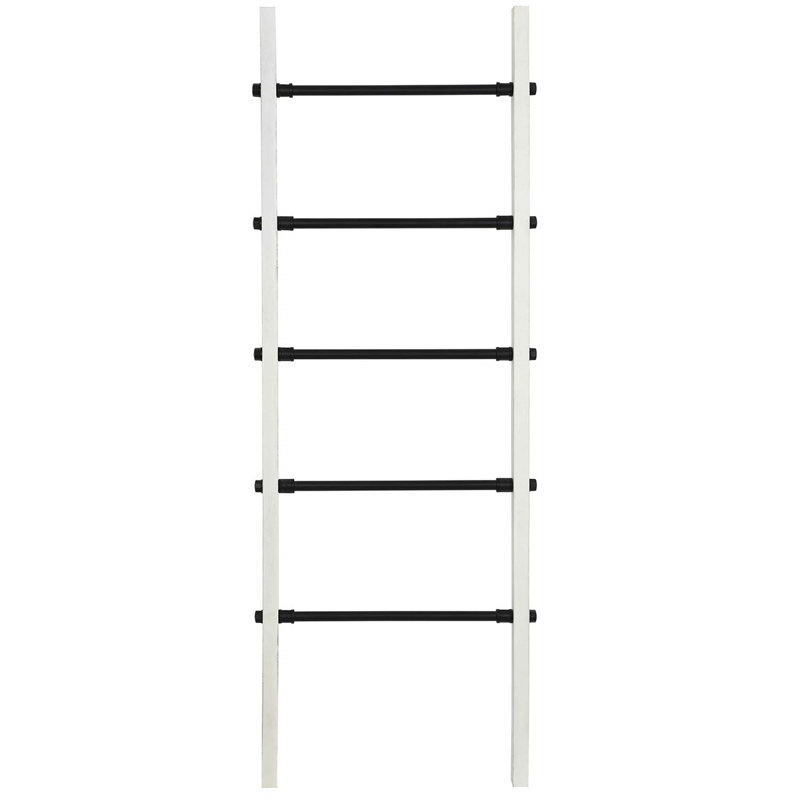 Wall-Leaning 5 ft Blanket Ladder, Black/White