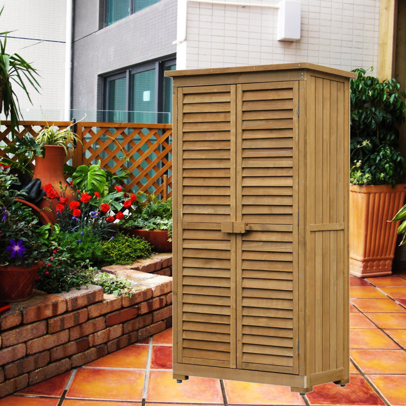 Bouzoun 3 ft. W x 2 ft. D Solid Wood Flat Tool Shed