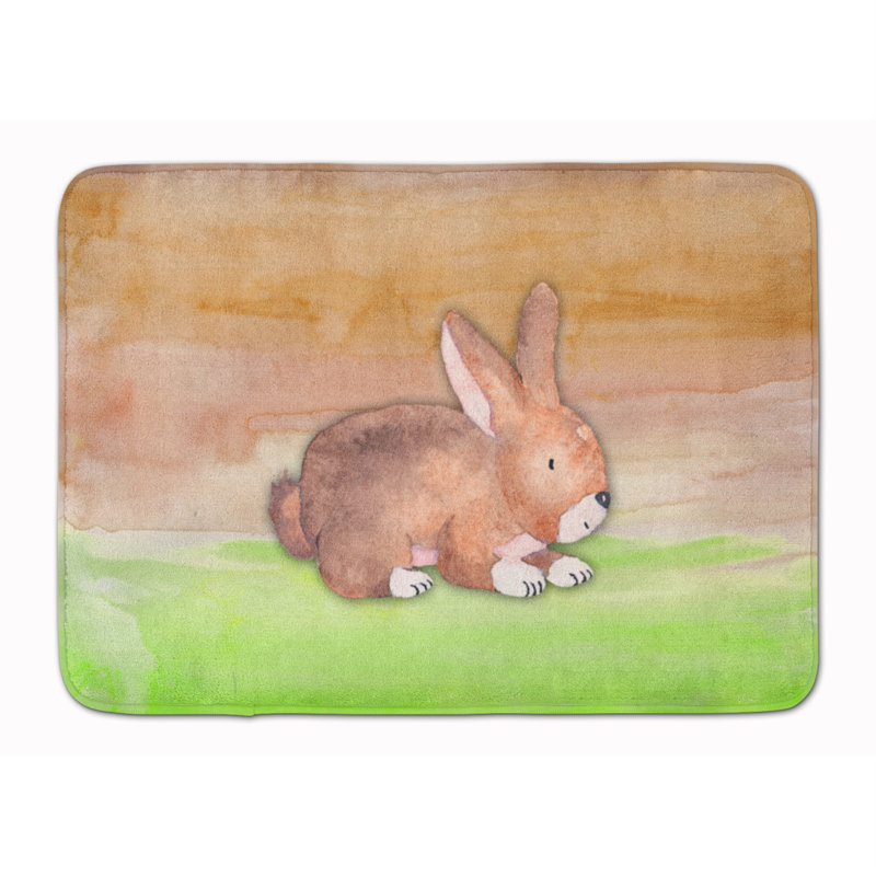 Tapis pour salle de bain en mousse à mémoire de lapin aquarelle Beulah