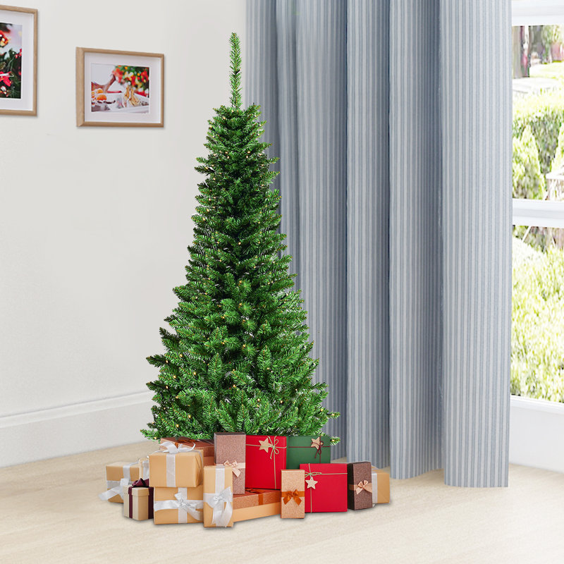 Lighted Artificial Christmas Tree, 4.59ft H x 1.97ft W x 1.97ft D