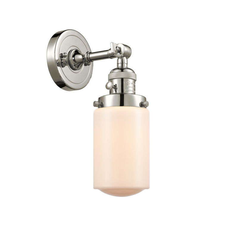 Applique murale à bras 1 lumière Saroyan, Ampoule incandescente rétro de 60 watts, Nickel poli, Blanc mat