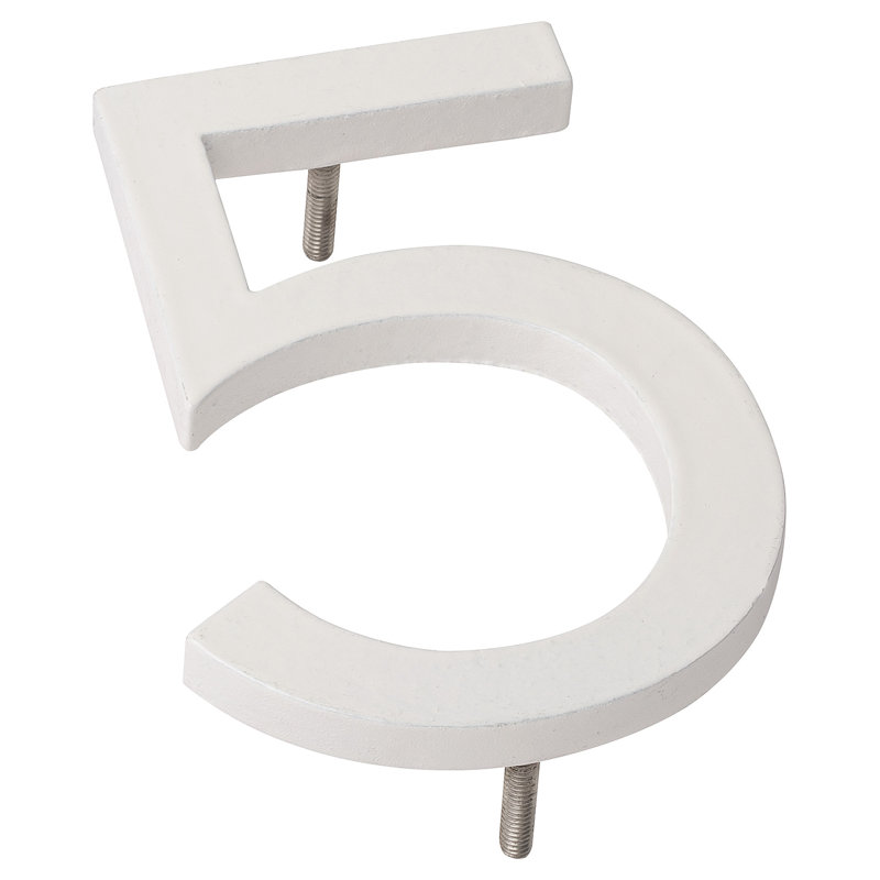 l 4 pi 5 po x Numéro de maison à fixation flottante, 5, Blanc