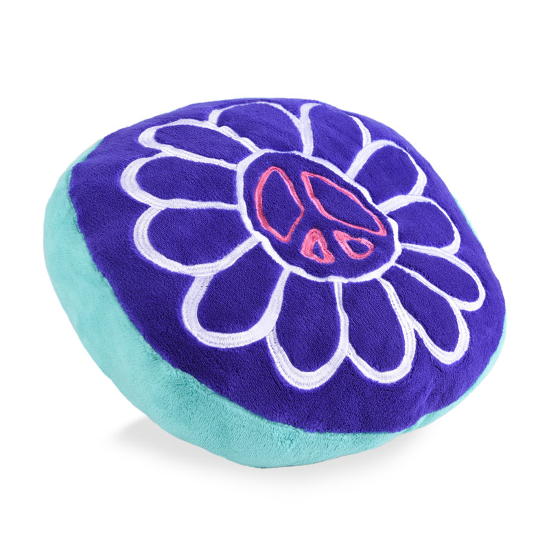 Peace and Love Embroidered Reversible Throw Pillow