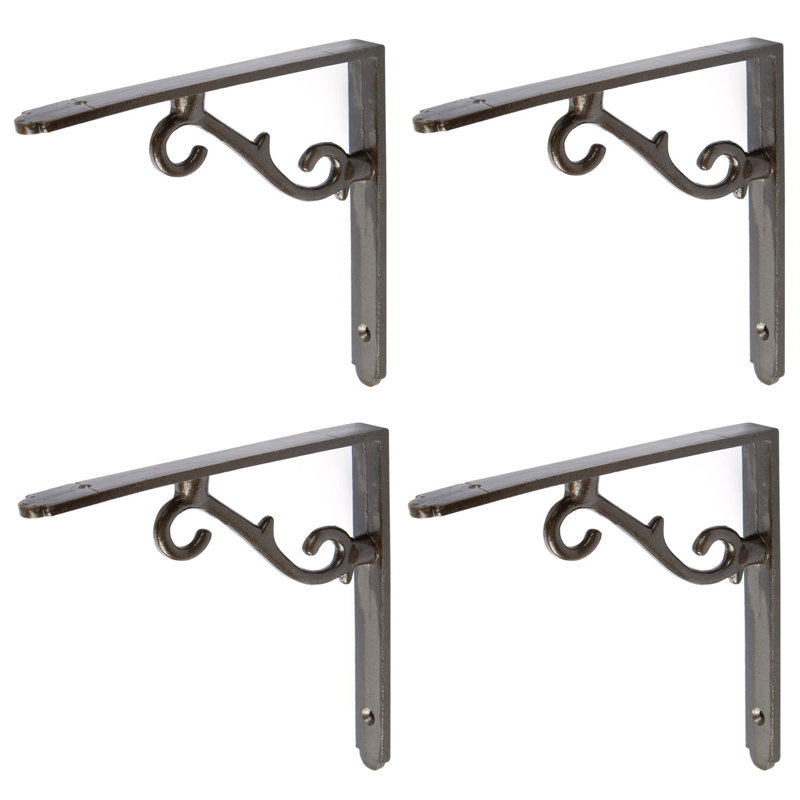 Hammer & Tongs - Scroll Iron Shelf Bracket - D155mm - Raw