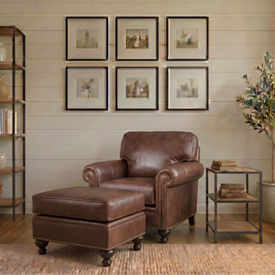 Hampton Genuine Leather Ottoman