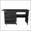 Table de couture pliante 4-en-1 noire 45,67 "avec roues verrouillables - Poste de travail multifonctionnel, table de bout, bureau d'ordinateur et rangement de cuisine avec tablettes, table de machine à coudre roulante pour appartements