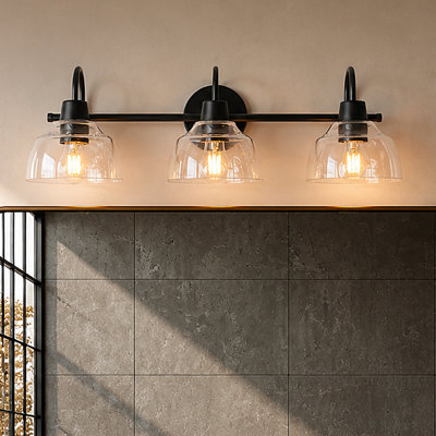 Modern Contemporary 3-Light Black Bell Bathroom Vanity Light Dimmable