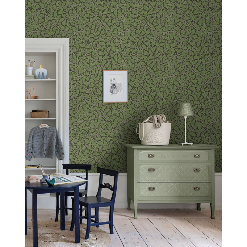 Oak Tree Floral Wallpaper Roll, Black