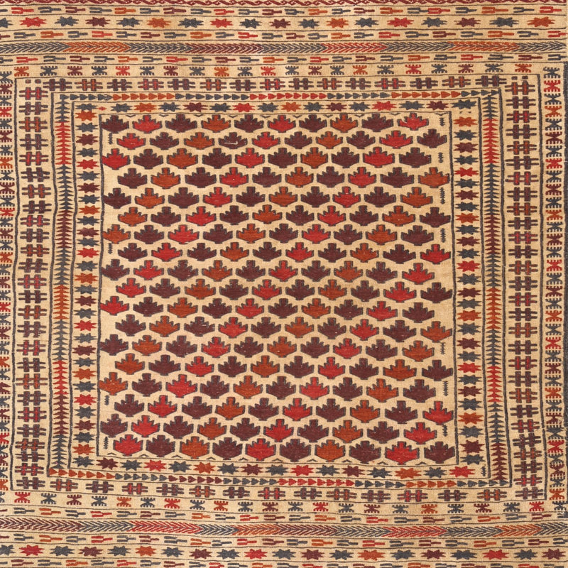 Tapis beige Southwestern, Carré 5 pi