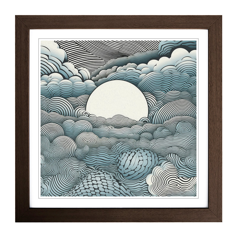 Cloudy Sky Op Art - Framed Print, Black