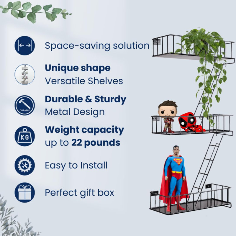 Loscoe 3 Piece Metal Floating Shelf
