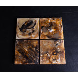 Keirn Resin Square 4 Piece Coaster Set