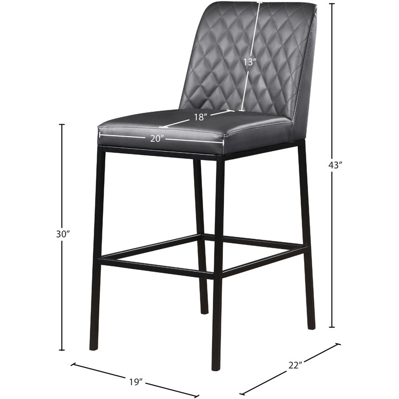 Bryce 30" Bar Stool, Grey Vegan Leather