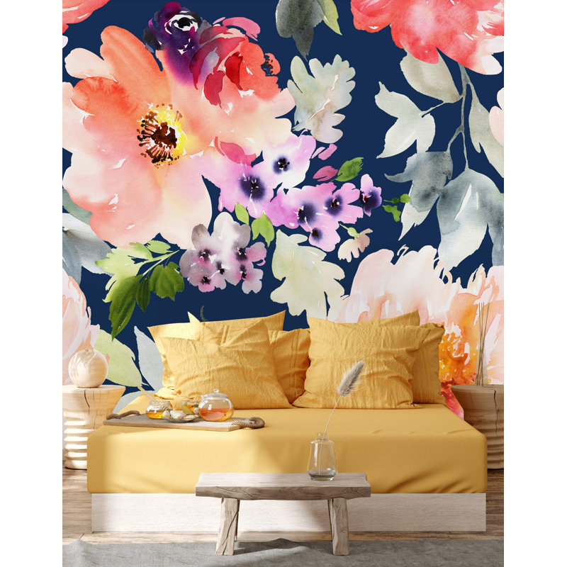 Murale 4 pièces fleurs Kinta, L 10,42 pi x l 125 po