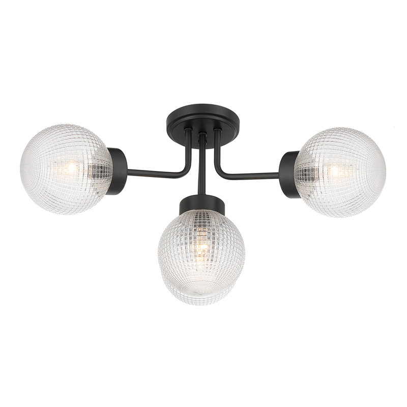 Plafonnier semi-encastré 4 lumières en noir mat, Matte Black