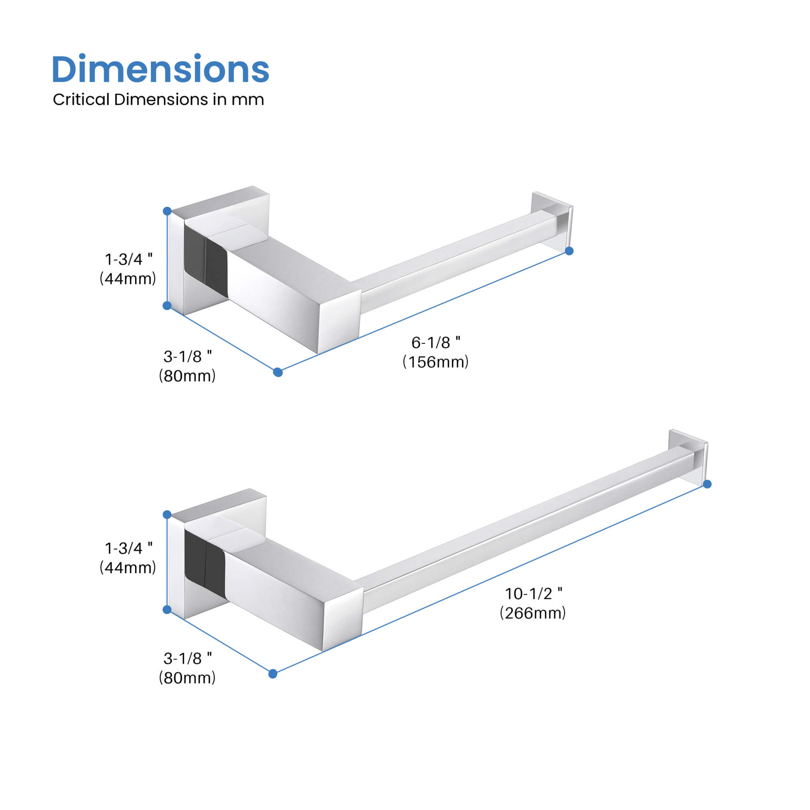 Cube 2-Piece Bathroom Hardware Set, Chrome
