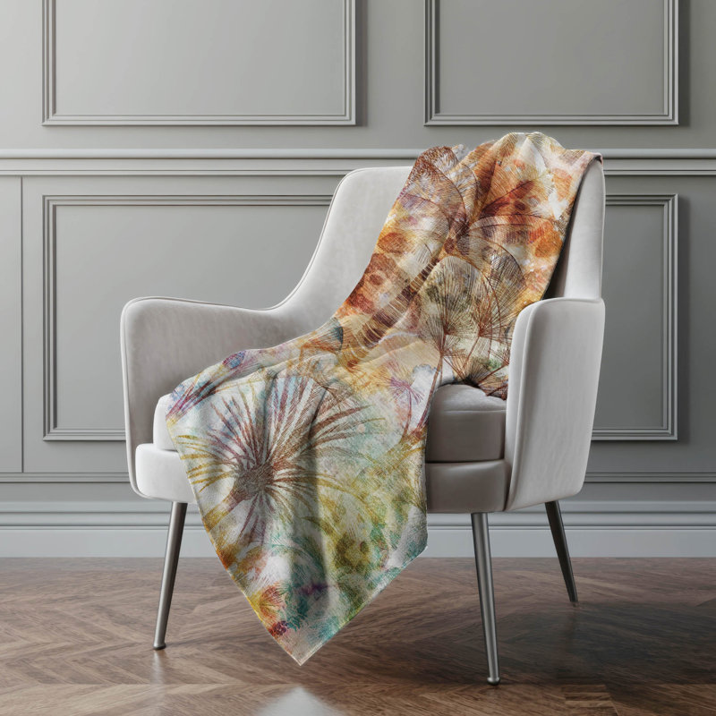 Addison Machine Washable Sherpa Palms Throw Blanket