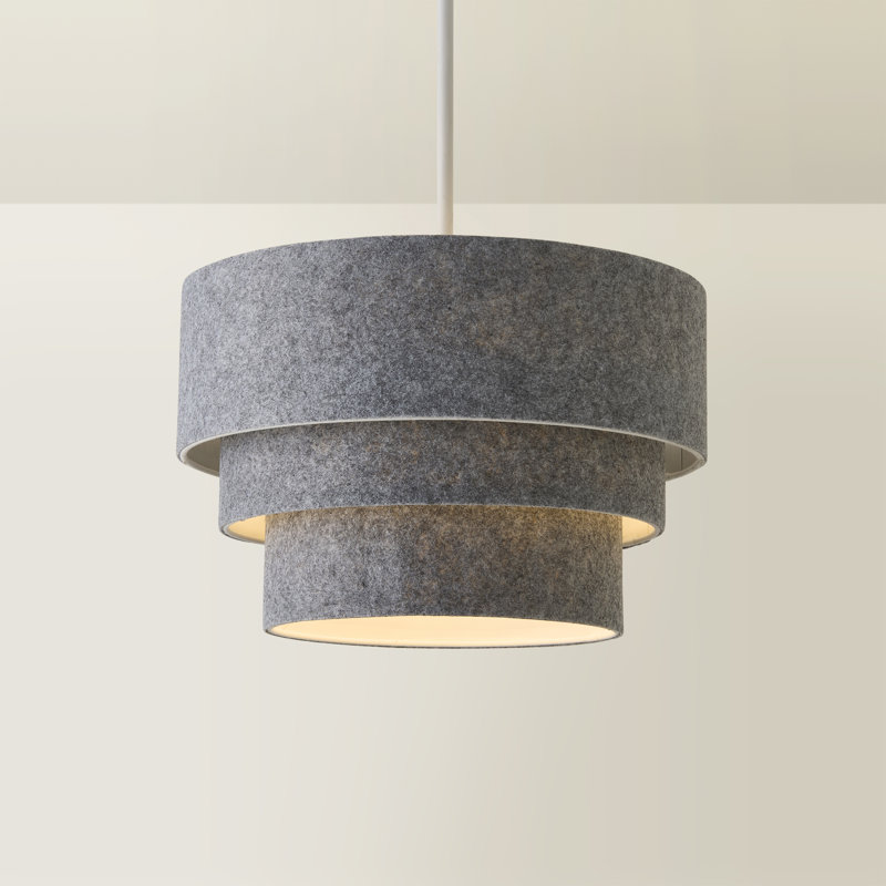 Aztec 24cm H Cotton Drum Pendant Shade ( Spider ), Grey