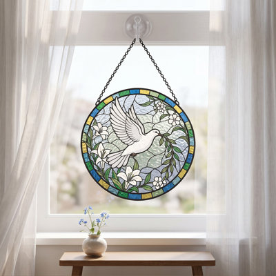 8in Stained Glass Suncatcher, Window Hanging Panel