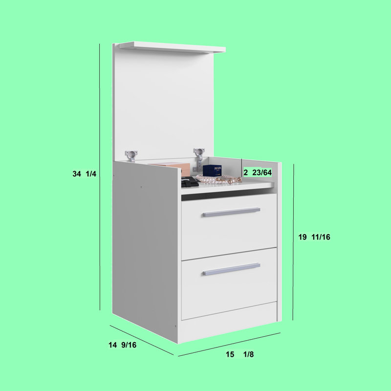 Ensemble de 2 tables de chevet modernes avec compartiment caché - blanc, Blanc