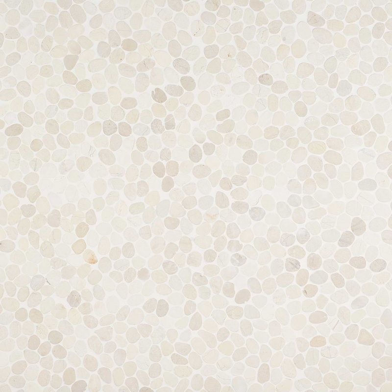 Nature Round Lovina Pebble Mosaic Tile, Lovina White