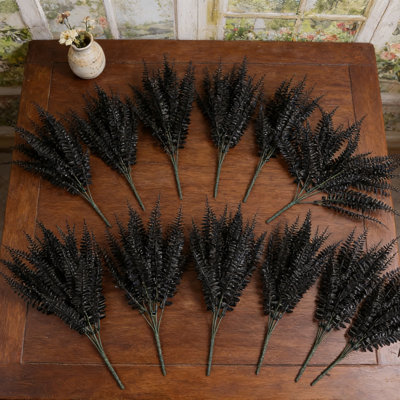 12 pièces de fougères artificielles extérieures résistantes aux rayons UV - plantes artificielles Boston pour la décoration de jardin, tiges de fausse fougère de 14 pouces de long pour suspendre des paniers, boîtes de fenêtre, verdure de porche, bibliothèque intérieure - sans entretien