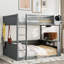 Grand lit, lit mezzanine, tablettes de rangement, boîte, DEL, station de charge, chambre à coucher efficace et organisée, crochets à vêtements en métal, guide de montage détaillé, instructions-99786949