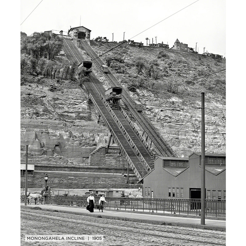 Monongahela Incline, Pittsburgh historique - reproduction de photo sur toile tendue, H 40 po x l 30 po x 1,5 po