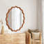Miroir décoratif rond en bois massif ondulé brun jaunâtre de 24 pouces, pour la chambre à coucher, la salle de bain, le salon, le vestibule-1891079478-1891079628