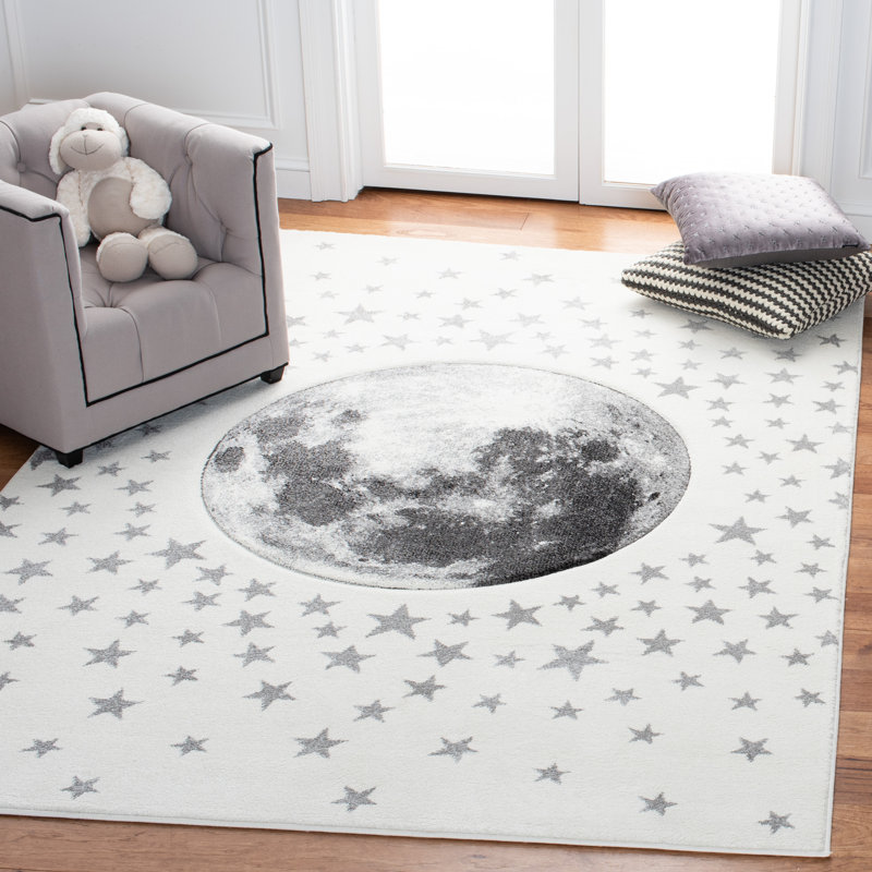 Arath Ivory/Grey Area Rug, Rectangle 6'7" x 9'
