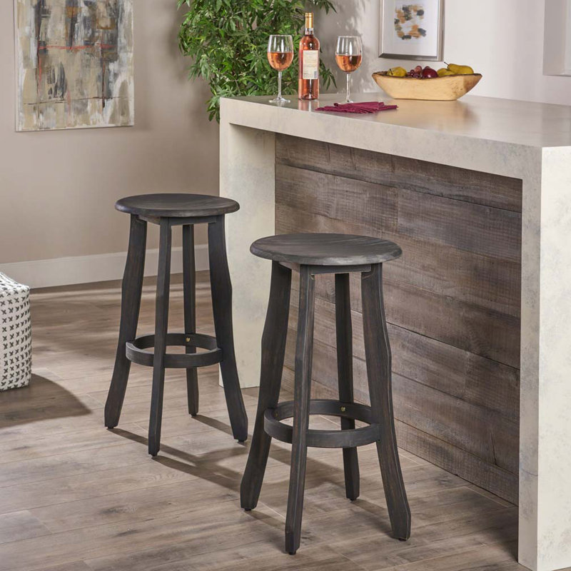 Outdoors Backless Barstools, Dark Gray