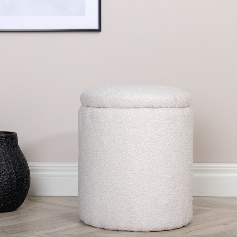 Darence 32cm Wide Round Pouffe Ottoman, Off White
