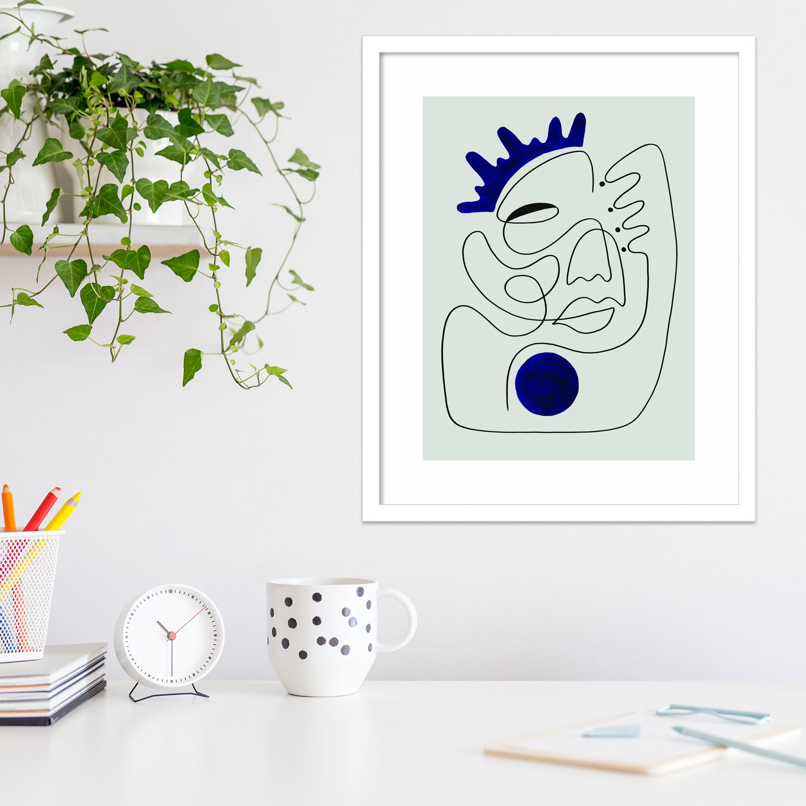 El Rey Print by Shatha Al Dafai, 21.38" H x 17.38" W x 0.875" D, Noir Black Framed
