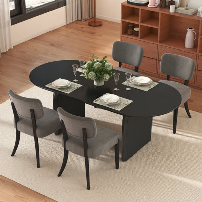 Ensemble de table de salle à manger 70 po et chaises 4/6 sans accoudoirs, panneau de fibres à densité moyenne durable et bois pour la salle à manger, la cuisine ou le salon