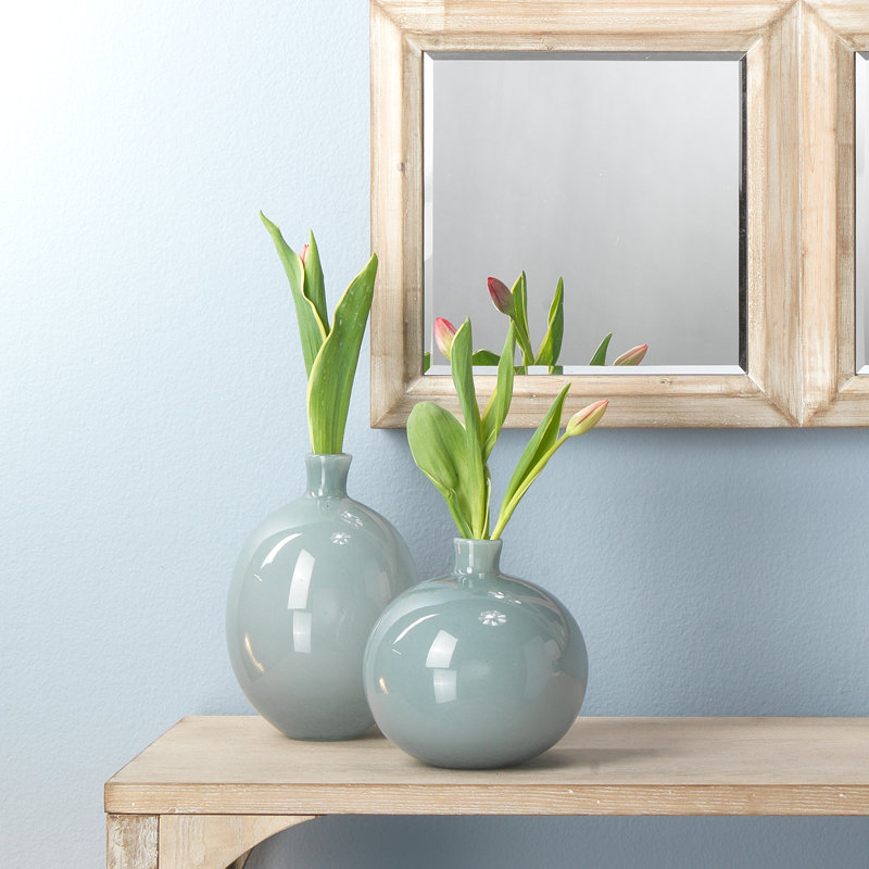 Minx Handmade Glass Table Vase, Gray