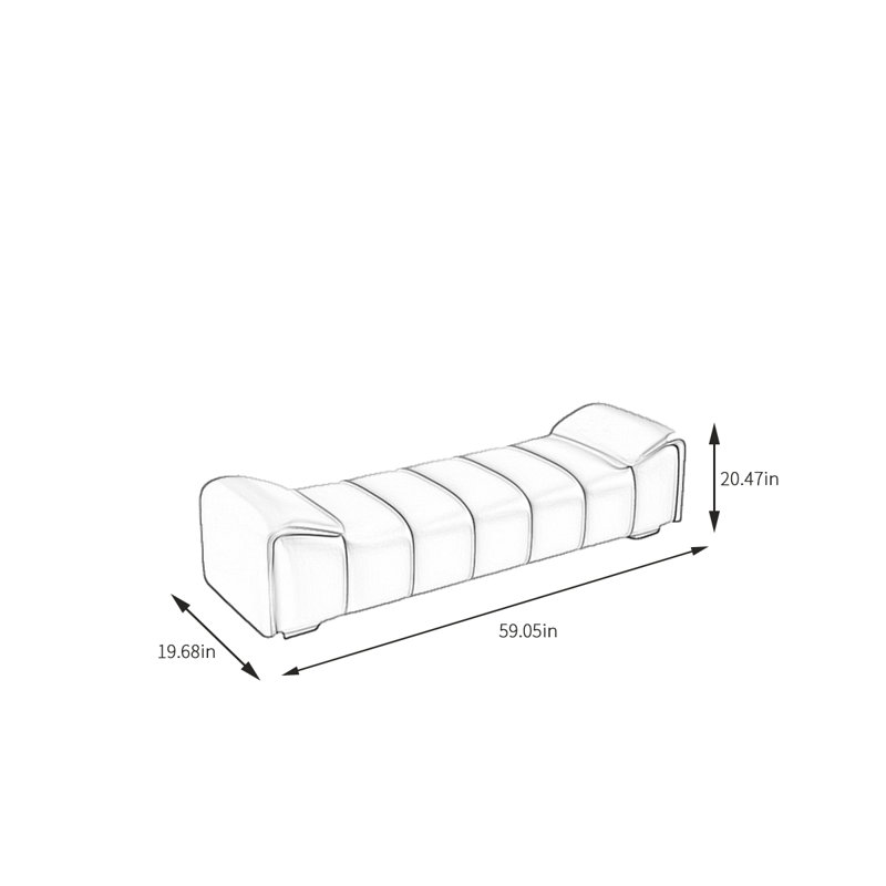 Reshunda Leather Match Upholstered Bench, 20.47" H x 59.05" W x 19.68" D, Orange/Cream