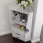 Bar d'angle, 2 tablettes ouvertes / 2 tiroirs, dossier en miroir - blanc