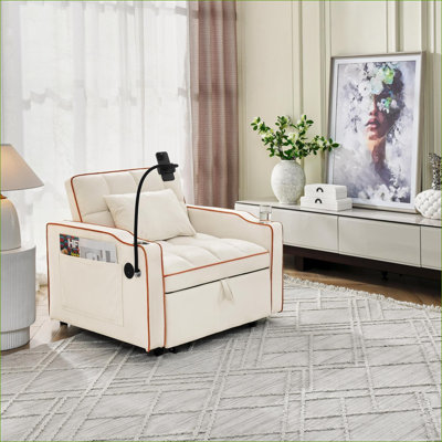 Canapés | Canapé-lit convertible 3 en 1, réglable pour les petits espaces, les appartements, les dortoirs et les bureaux | Velours | Beige