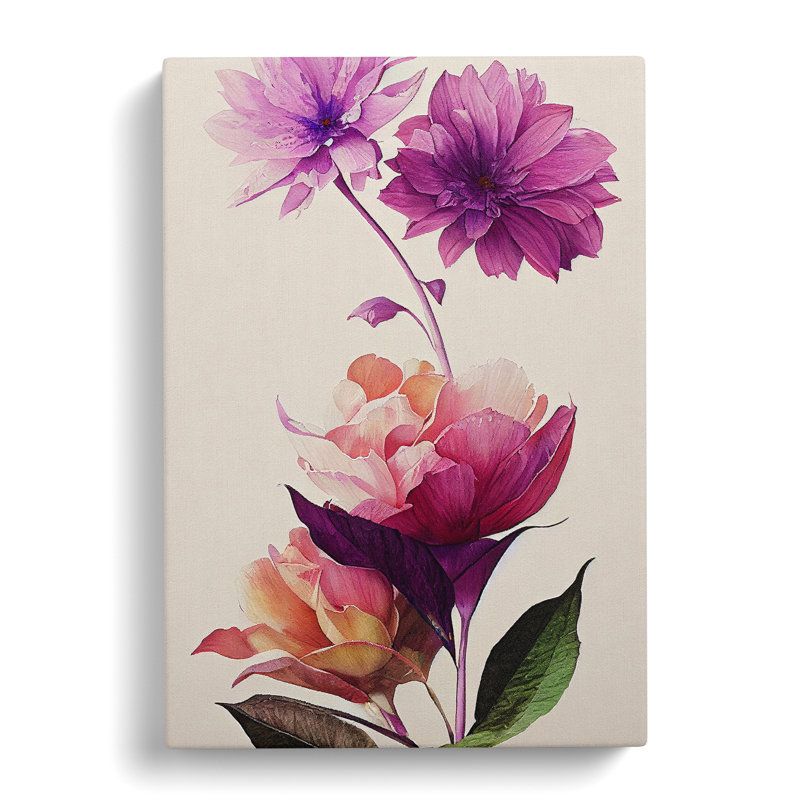 Flowers Watercolour No.4 - Wrapped Canvas Print, 50cm H x 35cm W x 3cm D